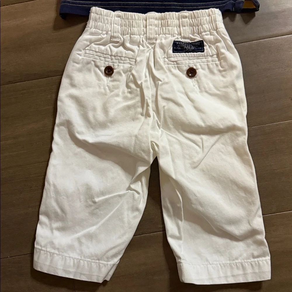 Polo Ralph Lauren Rugby Shirt & White Chinos SZ 12 months